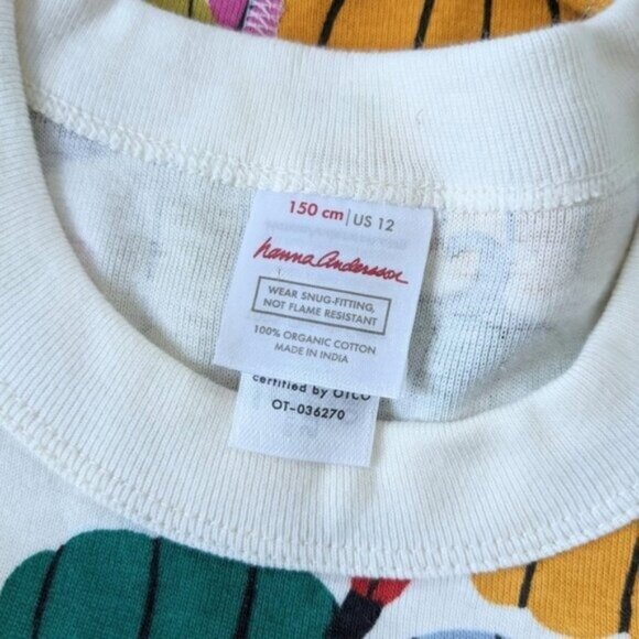 Hanna Andersson Colorful Pumpkins Kid's Pajamas 12 Organic Cotton Long Johns - Picture 6 of 6